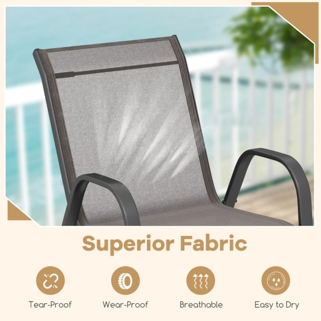 Chaises de terrasse en tissu respirant COAST - Lot de 2 - 56 x 70 x 84 cm - Gris