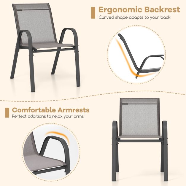 Chaises de terrasse en tissu respirant COAST - Lot de 2 - 56 x 70 x 84 cm - Gris