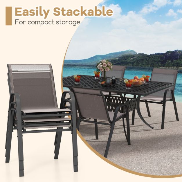 Chaises de terrasse en tissu respirant COAST - Lot de 2 - 56 x 70 x 84 cm - Gris