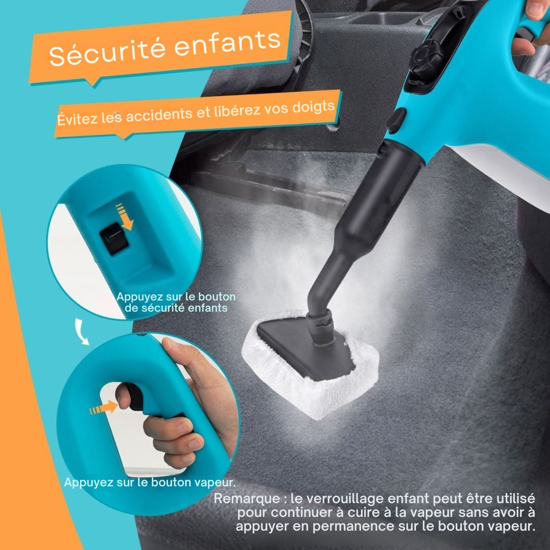 Nettoyeur vapeur Coast - Portable - 1400W - Accessoires inclus - Bleu
