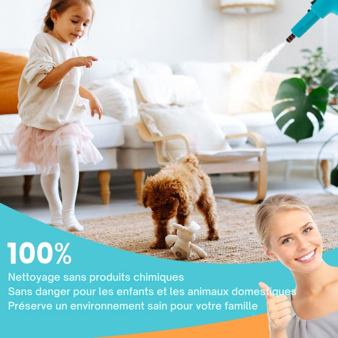 Nettoyeur vapeur Coast - Portable - 1400W - Accessoires inclus - Bleu