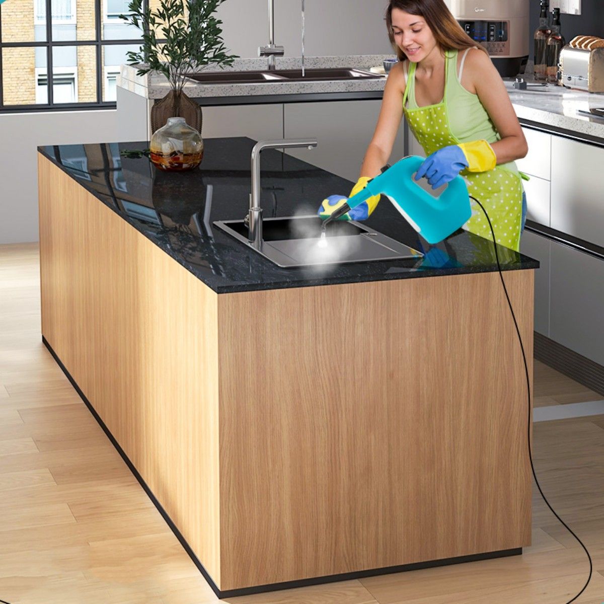 Nettoyeur vapeur Coast - Portable - 1400W - Accessoires inclus - Bleu