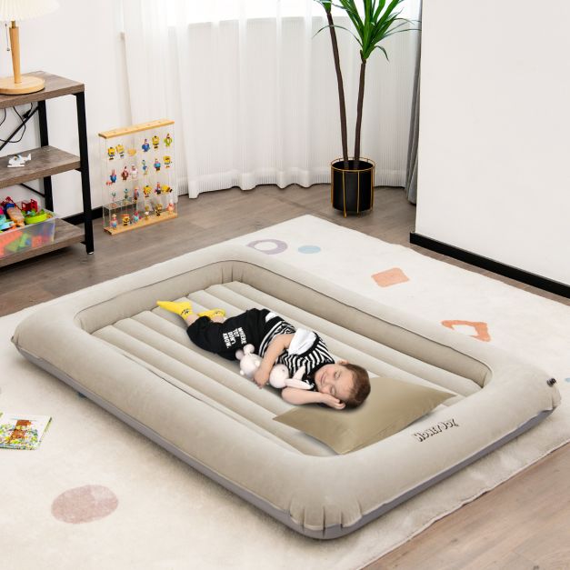 Costway Lit de voyage pour enfant - Matelas et pompe inclus - max. 150 kg - 165 x 118 x 20 cm - Gris