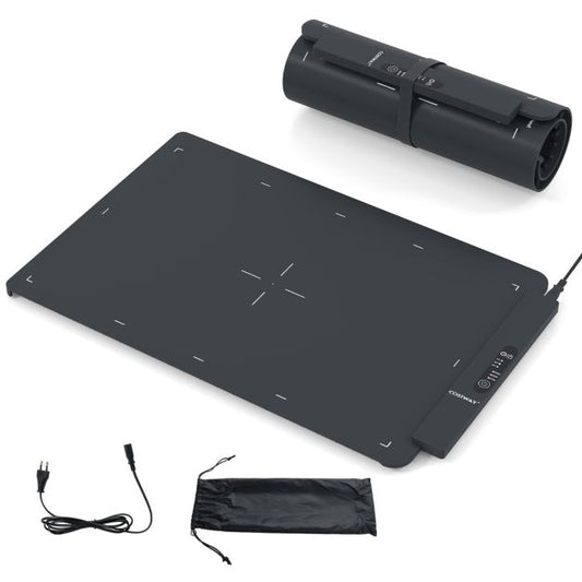 Tapis chauffant électrique Coast - Silicone - Chauffage rapide - Pliable - Portable - Minuteur - Sûr - Antidérapant - Noir