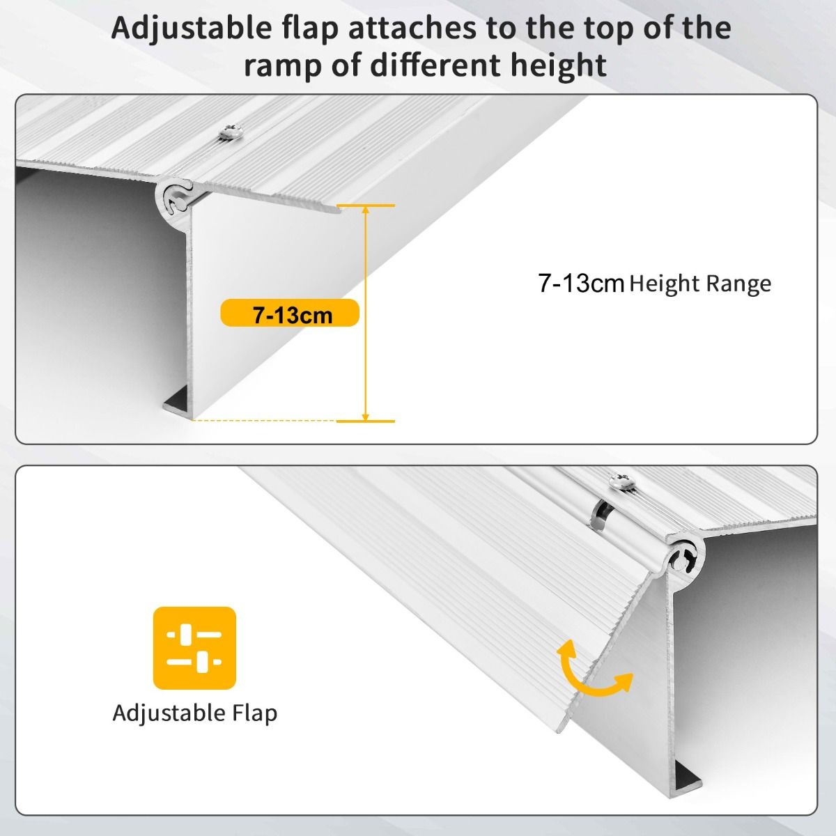 Coast Rampe de seuil - Réglable en hauteur - Cadre robuste en aluminium - Surface antidérapante - Capacité de charge de 317 kg