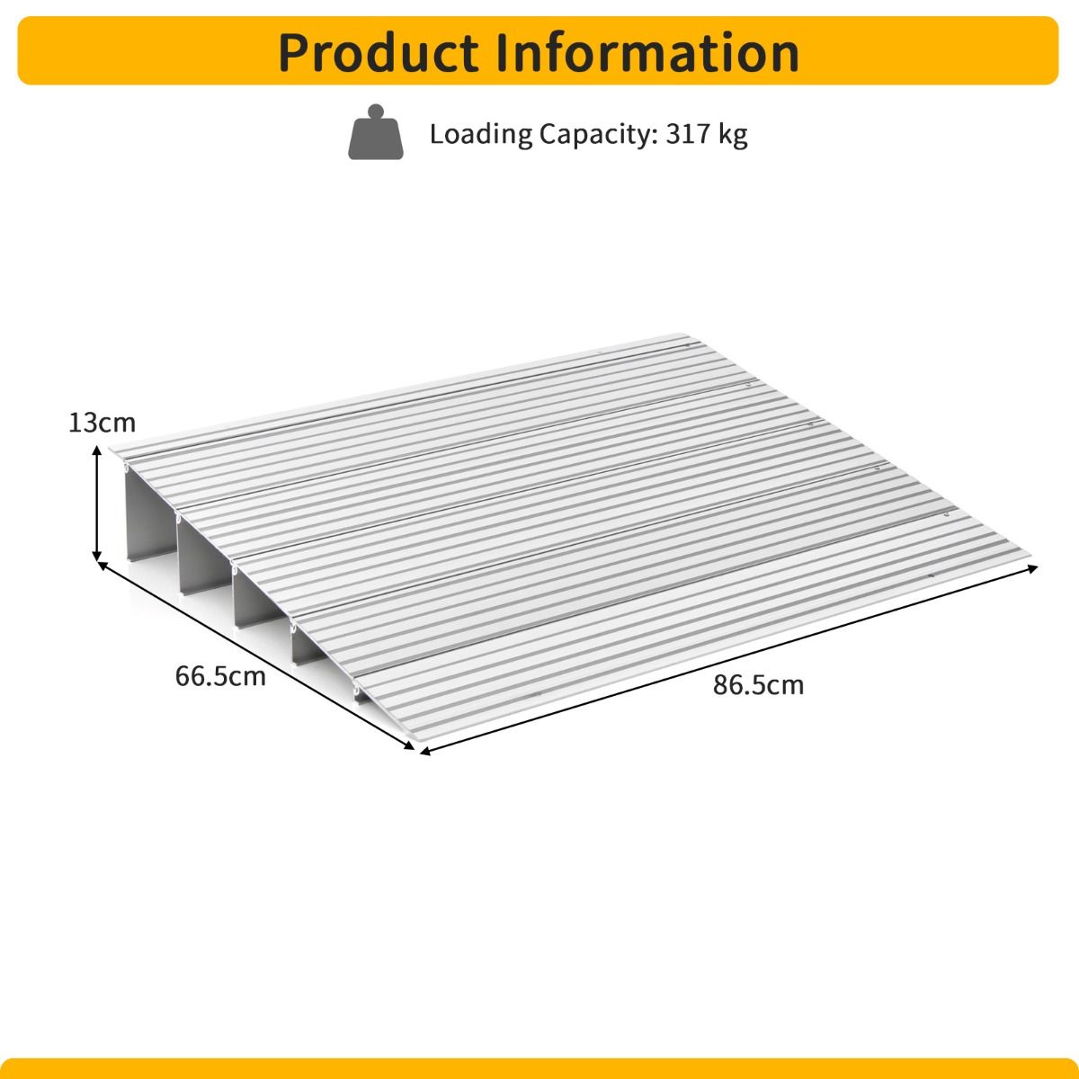 Coast Rampe de seuil - Réglable en hauteur - Cadre robuste en aluminium - Surface antidérapante - Capacité de charge de 317 kg