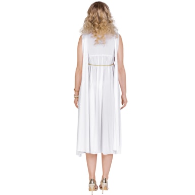 DressForFun Costume de Pénélope, beauté grecque, pour femme - avec passepoils dorés, ceinture à nœuds et ceinture de bras - pour le carnaval et les fêtes à thème - polyester blanc - taille XL