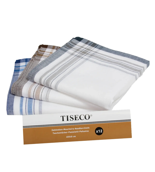 Lot de 12 mouchoirs pour homme Tiseco - White Summer - 40 x 40 cm