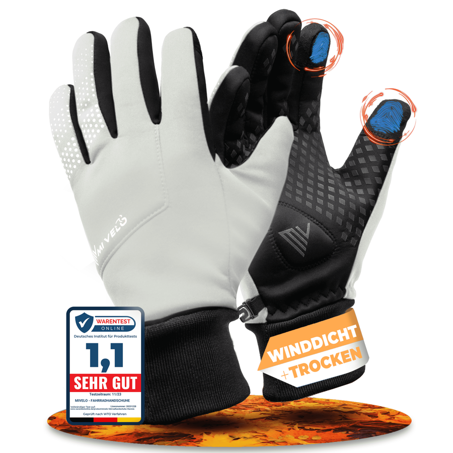 MiVelo Gants de cyclisme coupe-vent et déperlants - Unisex - Réfléchissants - Taille S