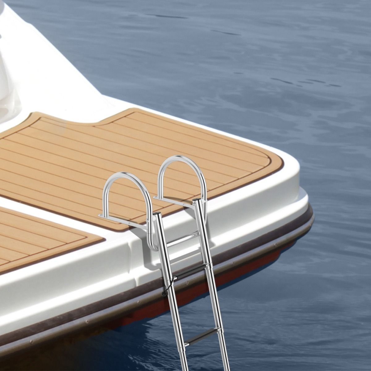 Coast Boat Ladder - Echelle de piscine - 4 marches - pliable - antidérapante - 120 cm - inox