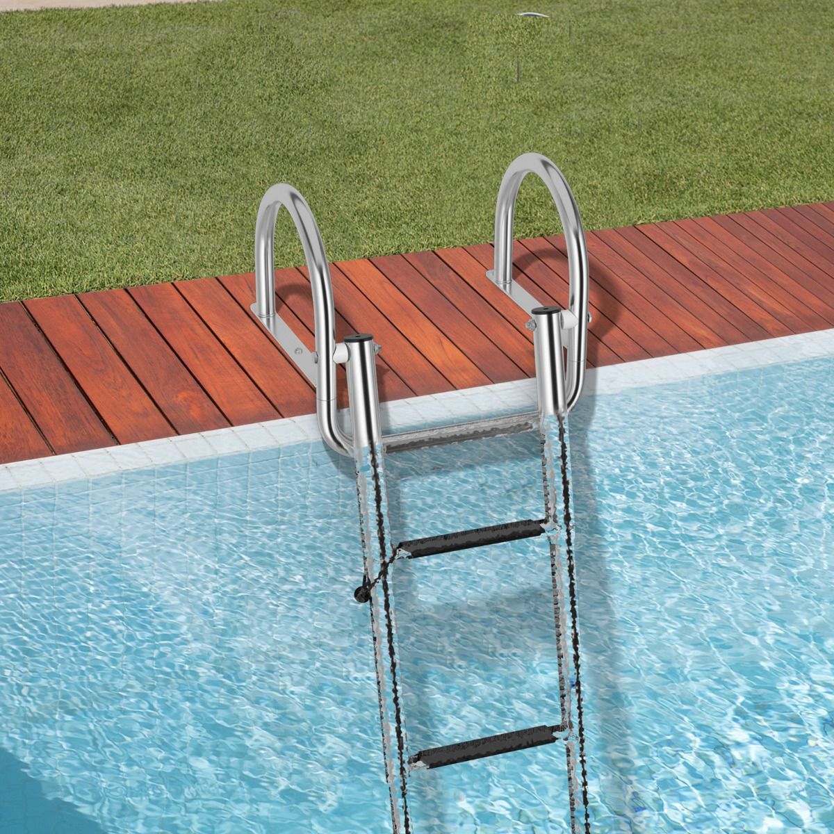 Coast Boat Ladder - Echelle de piscine - 4 marches - pliable - antidérapante - 120 cm - inox
