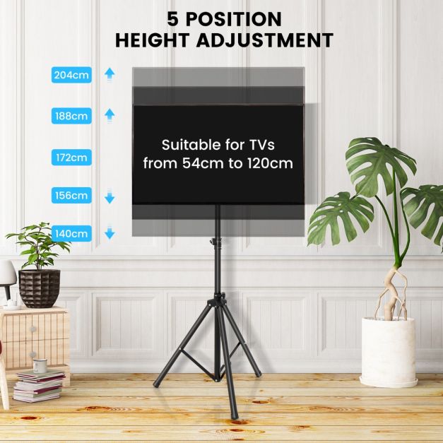 Coast TV Stand Floor Stand TV réglable en hauteur pour TV Plasma/Lcd/Led de 21 à 47 pouces et téléviseurs plats jusqu'à 35 kg Portable 450 x 100 mm Noir
