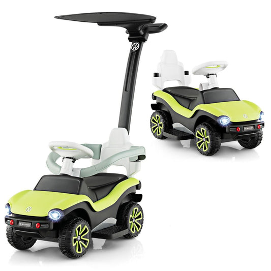 landau 3-en-1 pour enfant Coast Volkswagen vert 96 x 40 x 93 cm - voiture de marche avec poignée réglable, pare-soleil, musique, klaxon et espace de rangement