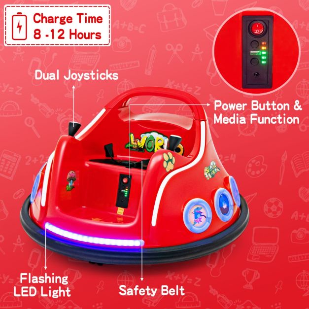 Coast Bumper Car - Rotation à 360 degrés - 12V - Musique et lumière incluses - 73x73x43cm - Rouge