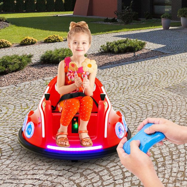 Coast Bumper Car - Rotation à 360 degrés - 12V - Musique et lumière incluses - 73x73x43cm - Rouge