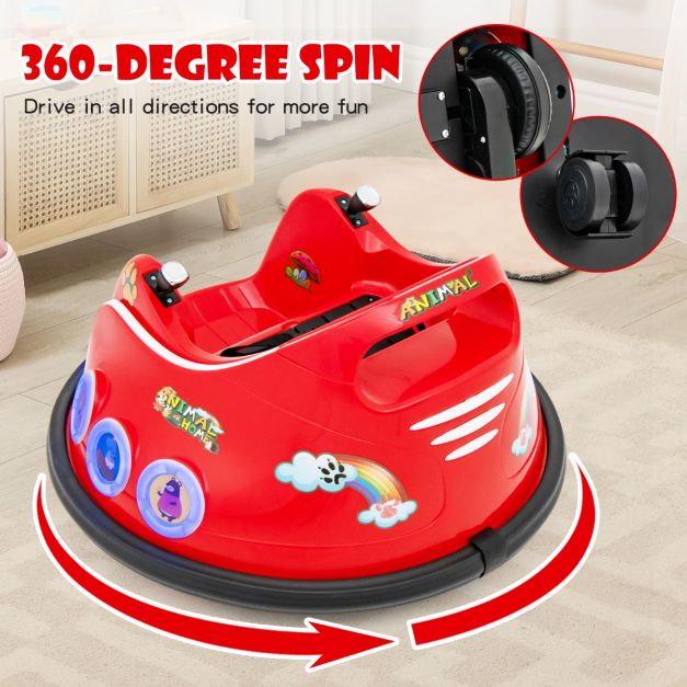 Coast Bumper Car - Rotation à 360 degrés - 12V - Musique et lumière incluses - 73x73x43cm - Rouge