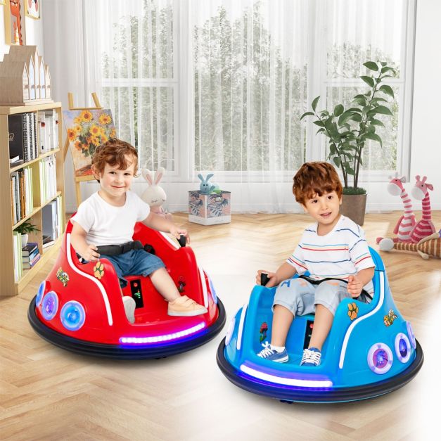 Coast Bumper Car - Rotation à 360 degrés - 12V - Musique et lumière incluses - 73x73x43cm - Rouge