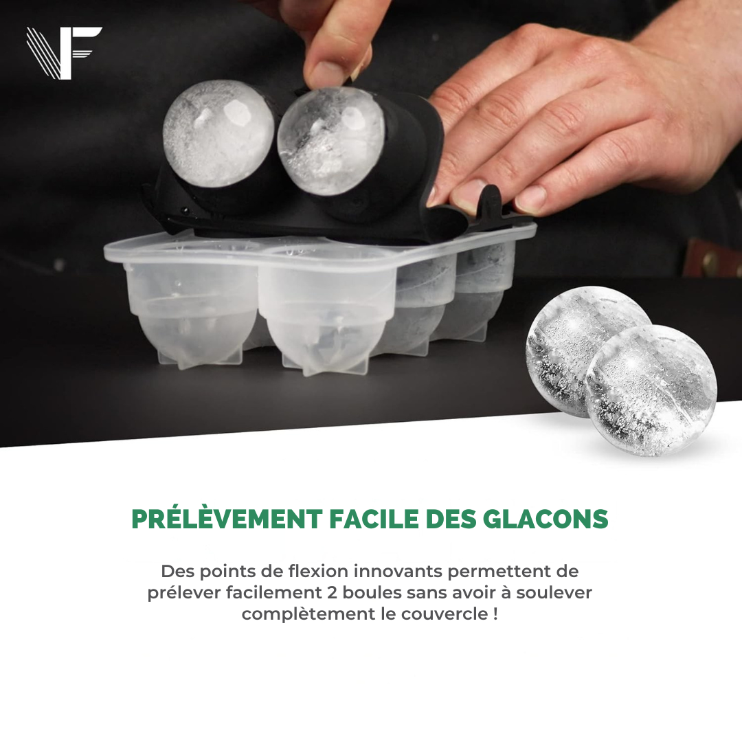 Moule à glaçons Neighbour's Friend - 6 glaçons ronds XL - Lavable au lave vaisselle - ø 4,5 cm - Noir