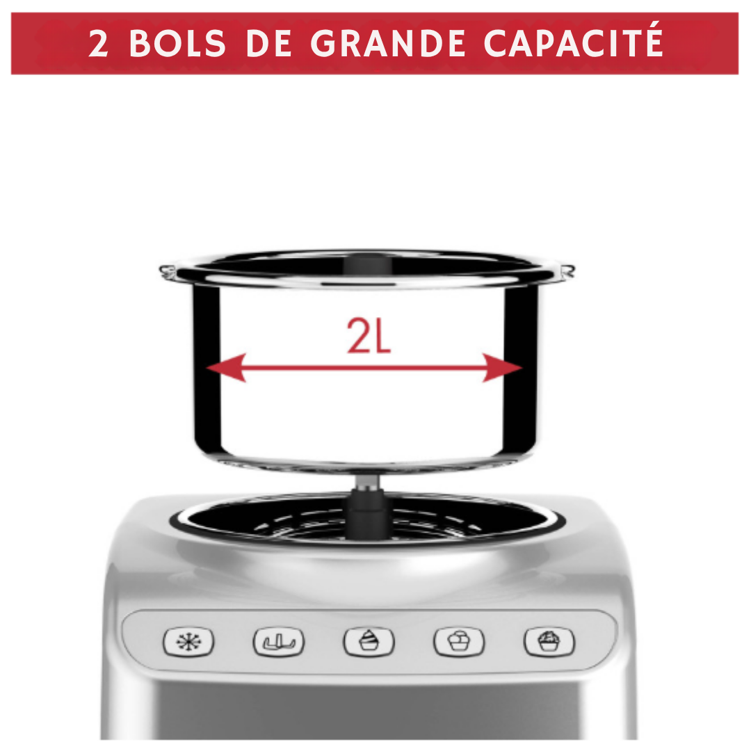 Magimix - Machine à glace auto-congelante - Sorbet/Glace/Grantité - 3 programmes automatiques - 2L - Argent