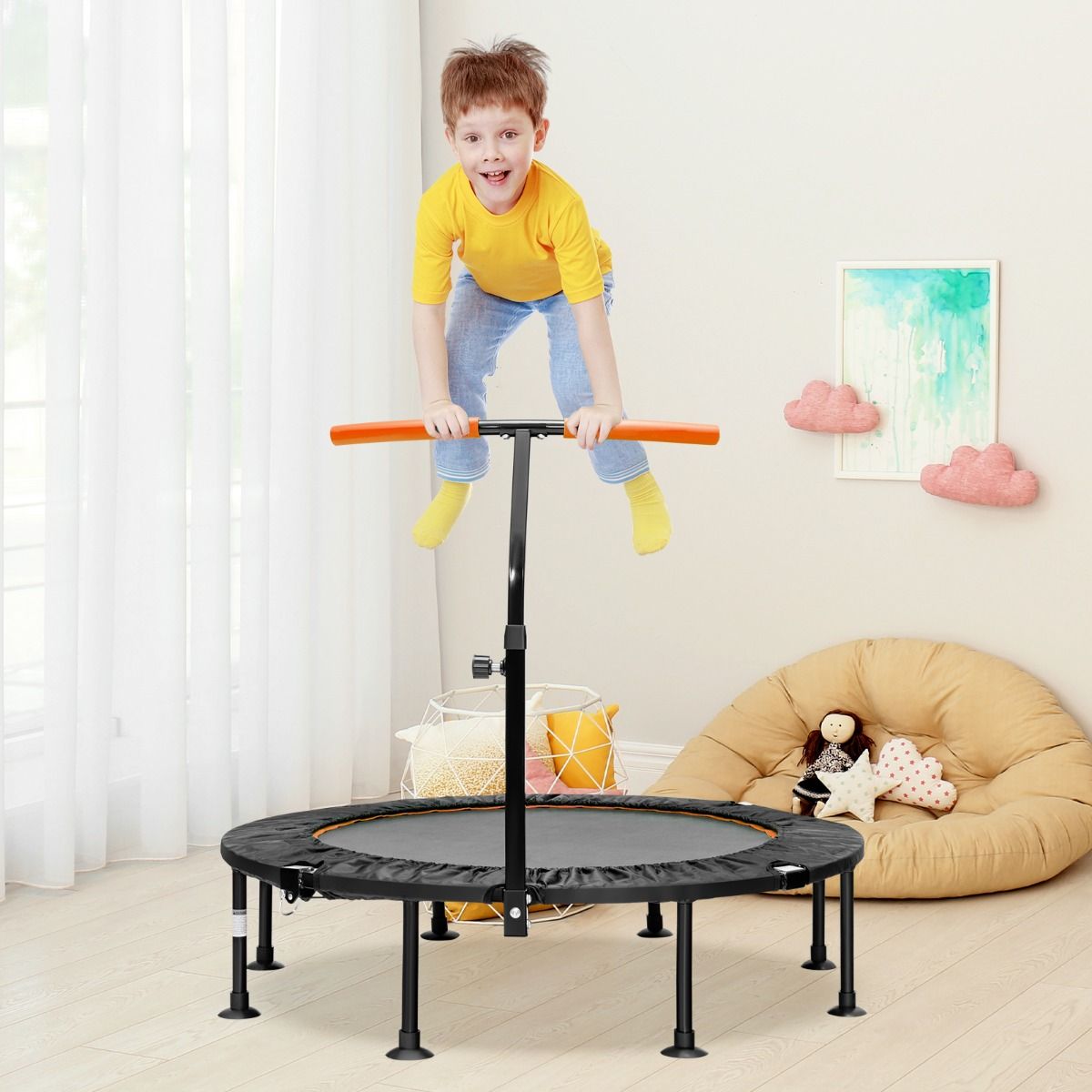 Mini trampoline Coast avec poignée réglable - jusqu'à 100kg - Ø117cm