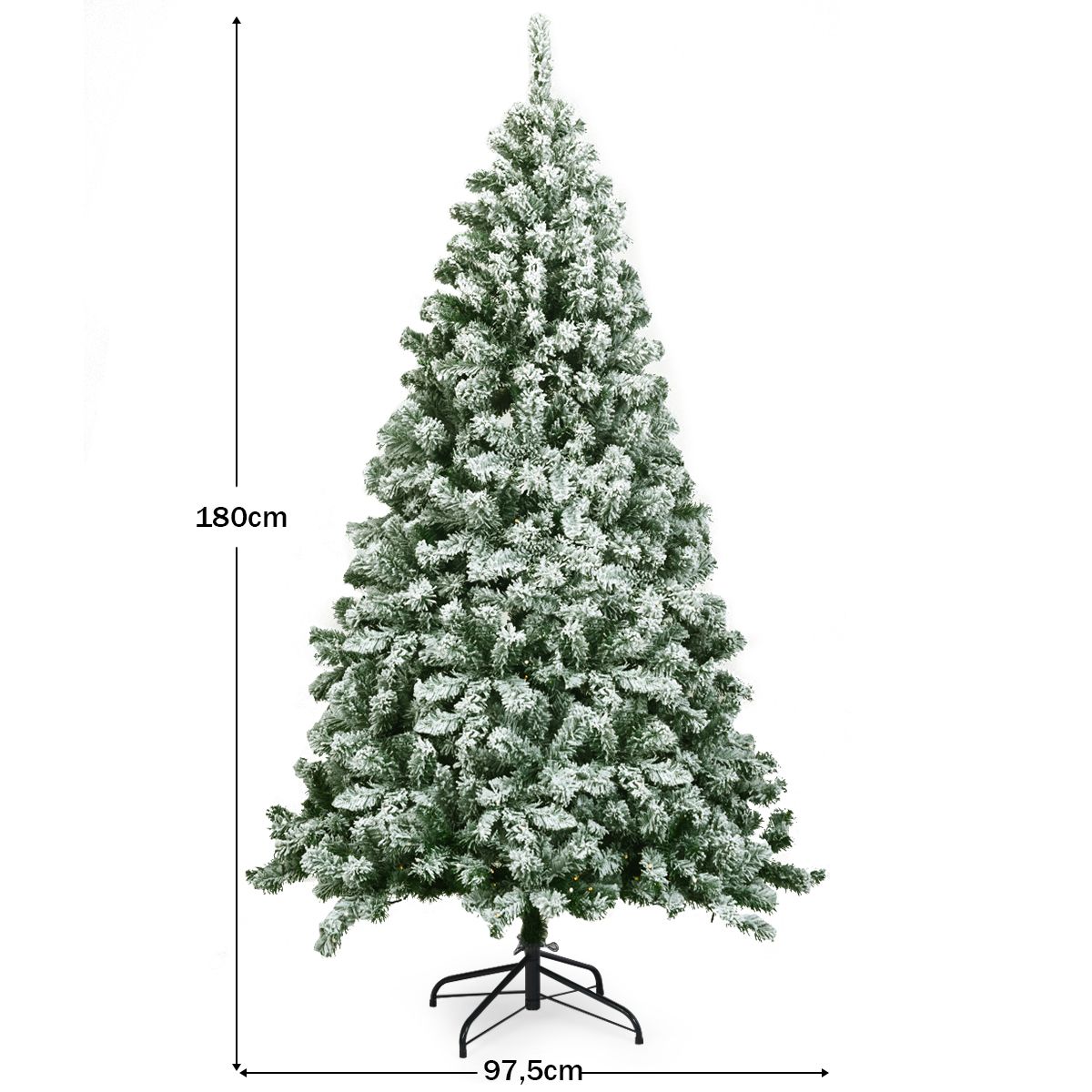 Sapin de Noël côtier avec neige - avec support - 180 cm - blanc/vert