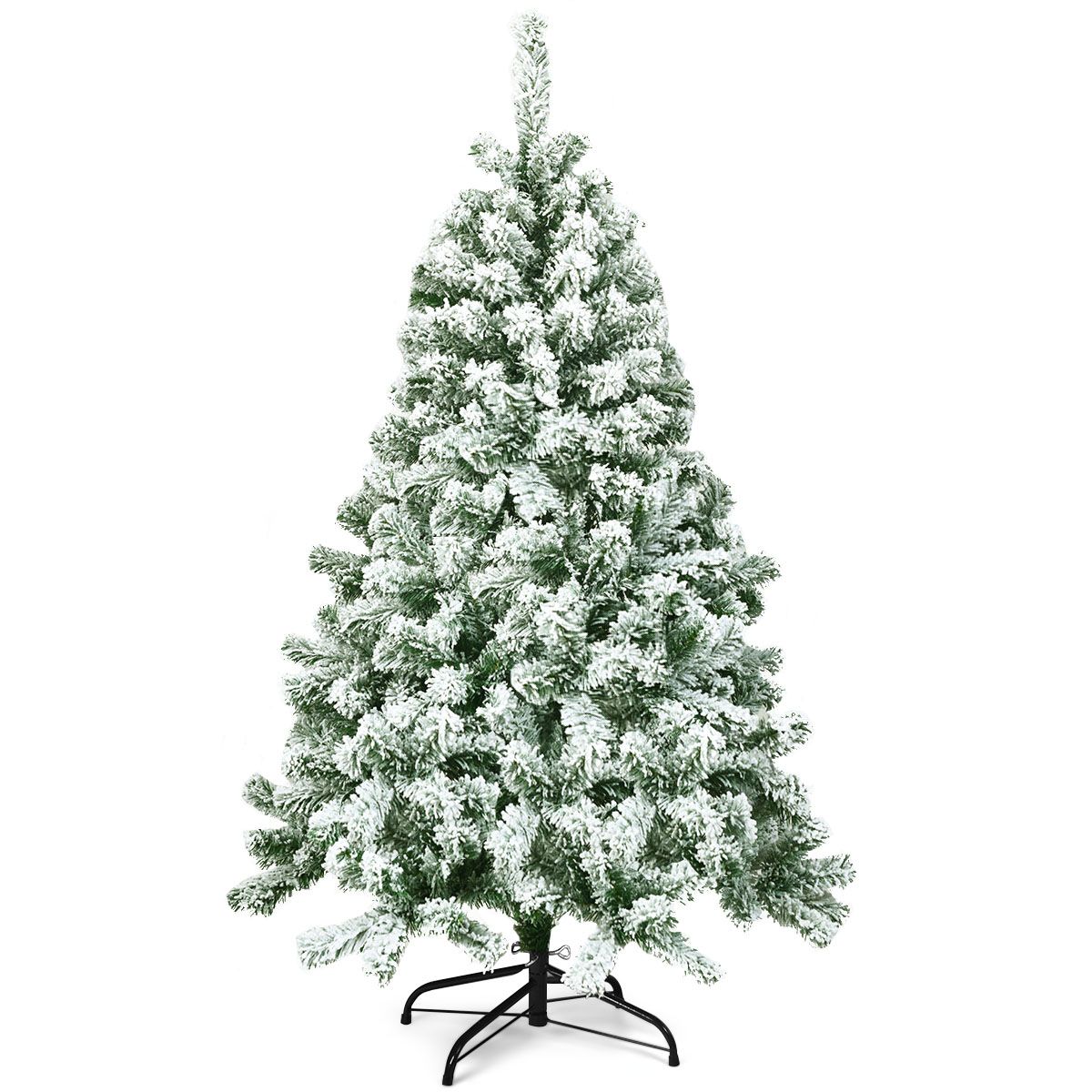 Sapin de Noël côtier avec neige - avec support - 180 cm - blanc/vert