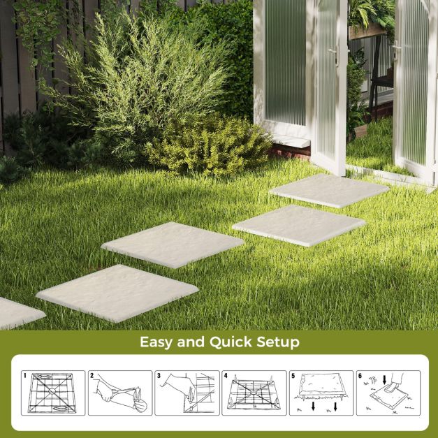 Coast stepping stones - 8 pièces - 40x40 cm - Chemin de jardin - PP - Beige