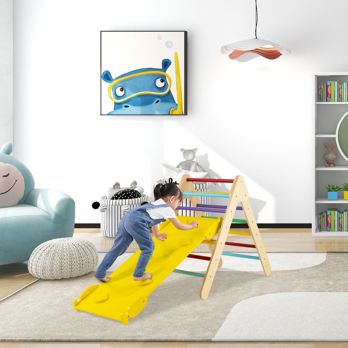 Triangle d'escalade Coast avec pente et support d'escalade en bois - Multicolore - 86,5 x 48 x 73,5 cm