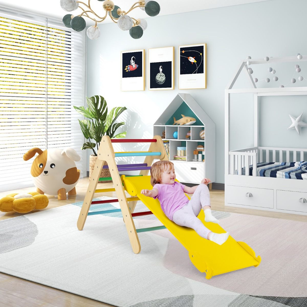 Triangle d'escalade Coast avec pente et support d'escalade en bois - Multicolore - 86,5 x 48 x 73,5 cm