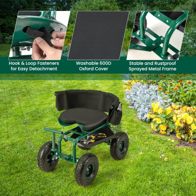 Coast Garden Trolley - Réglable - Rotation 360° - 90 x 59 x 106 cm - Vert