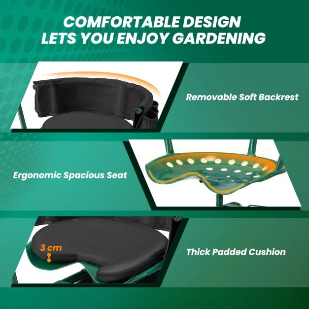 Coast Garden Trolley - Réglable - Rotation 360° - 90 x 59 x 106 cm - Vert