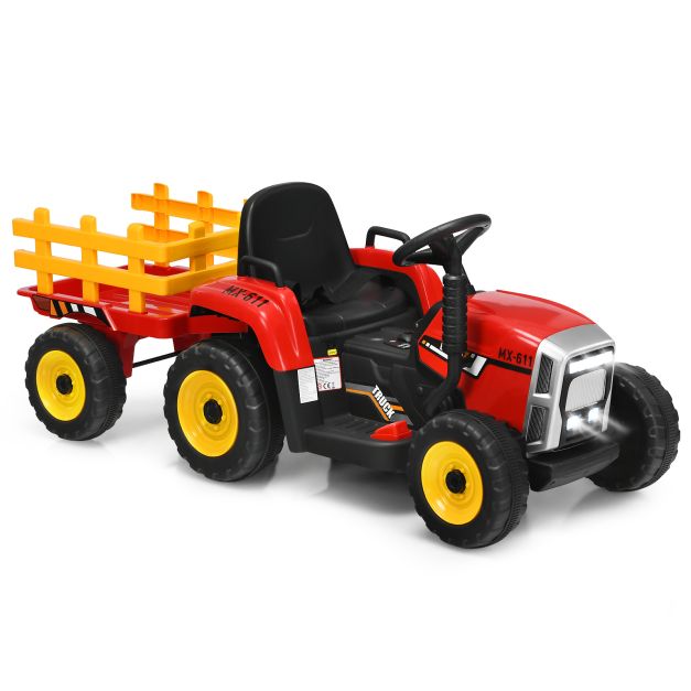 Tracteur Coast Kids' - LED - 3 vitesses - Remorque incluse - 135 x 51 x 53 cm - Rouge