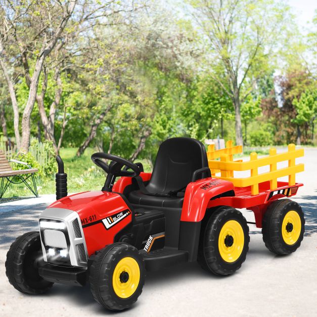 Tracteur Coast Kids' - LED - 3 vitesses - Remorque incluse - 135 x 51 x 53 cm - Rouge