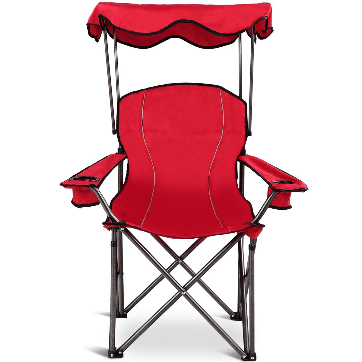 Chaise de pêche Coast - Chaise de camping - Avec porte-gobelet - Pliable - Rouge