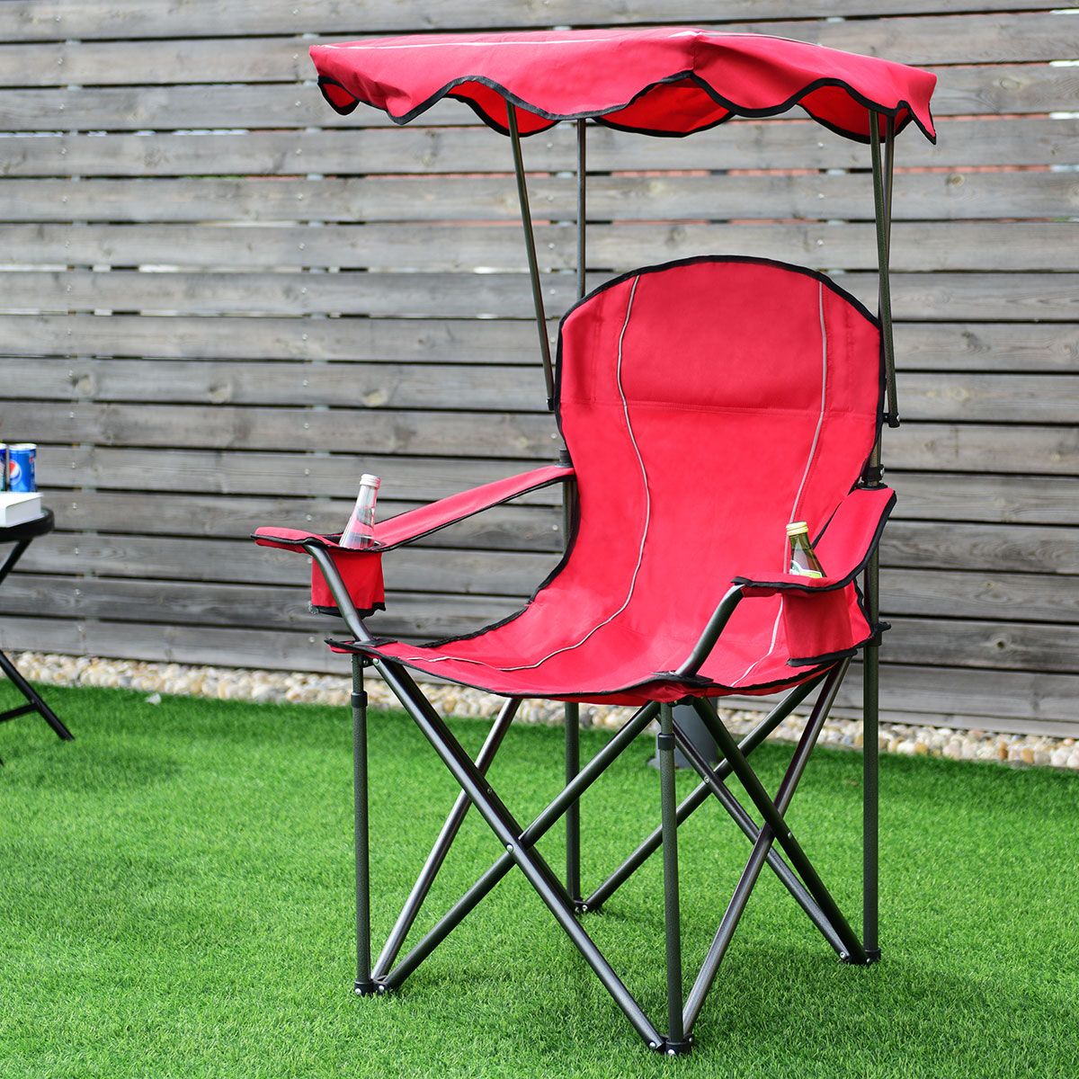 Chaise de pêche Coast - Chaise de camping - Avec porte-gobelet - Pliable - Rouge