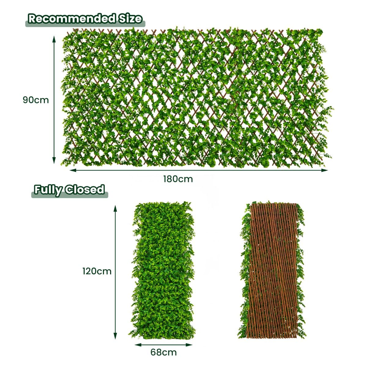 Coast Artificial Ivy Eucalyptus Privacy Screen - 180 x 90 cm - Green - Clôture rétractable pour jardin et balcon en saule et PE