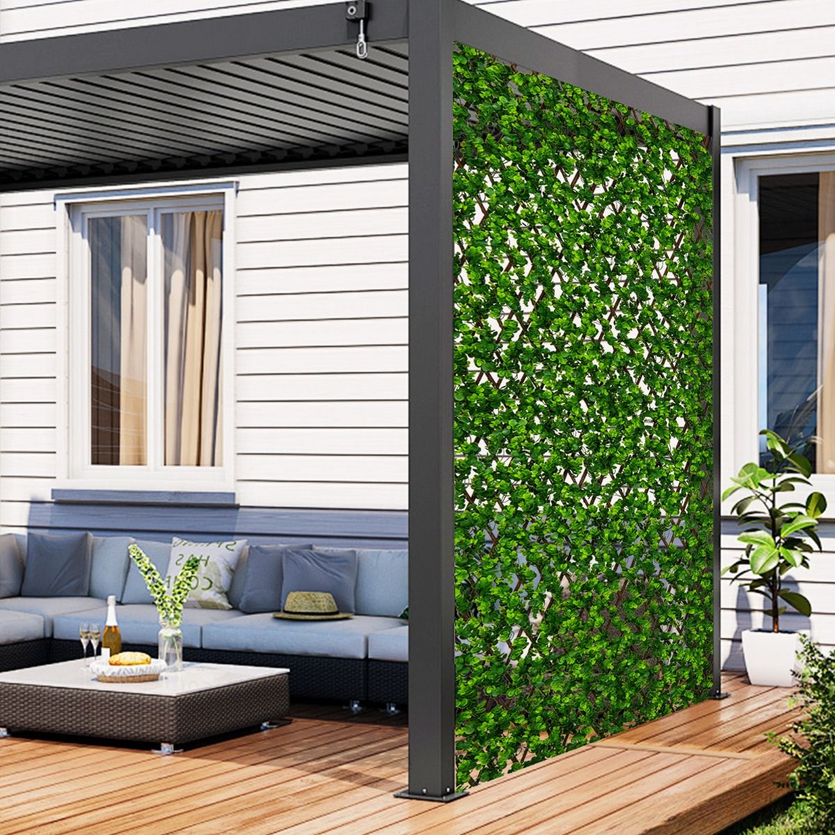 Coast Artificial Ivy Eucalyptus Privacy Screen - 180 x 90 cm - Green - Clôture rétractable pour jardin et balcon en saule et PE