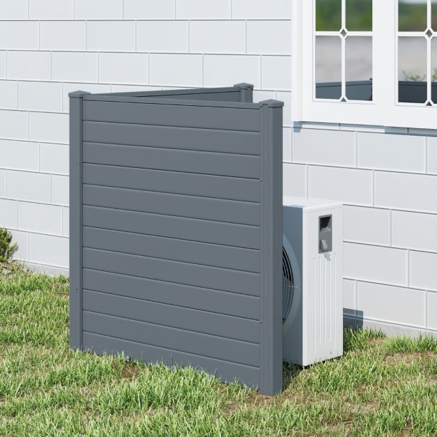 Coast Garden Screen Set of 2 Panels 123 × 123 cm - Grey - Privacy Screen with Ground Pins for Air Conditioner, Clicker and Garden
