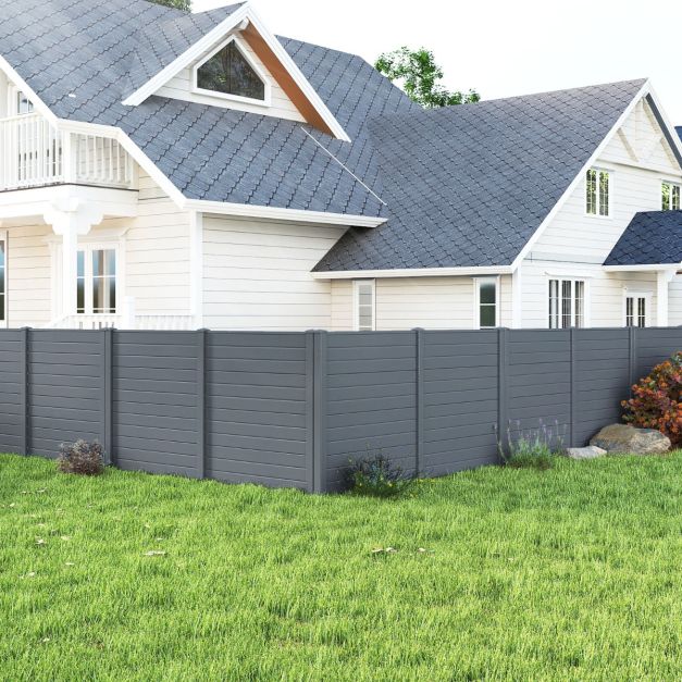 Coast Garden Screen Set of 2 Panels 123 × 123 cm - Grey - Privacy Screen with Ground Pins for Air Conditioner, Clicker and Garden