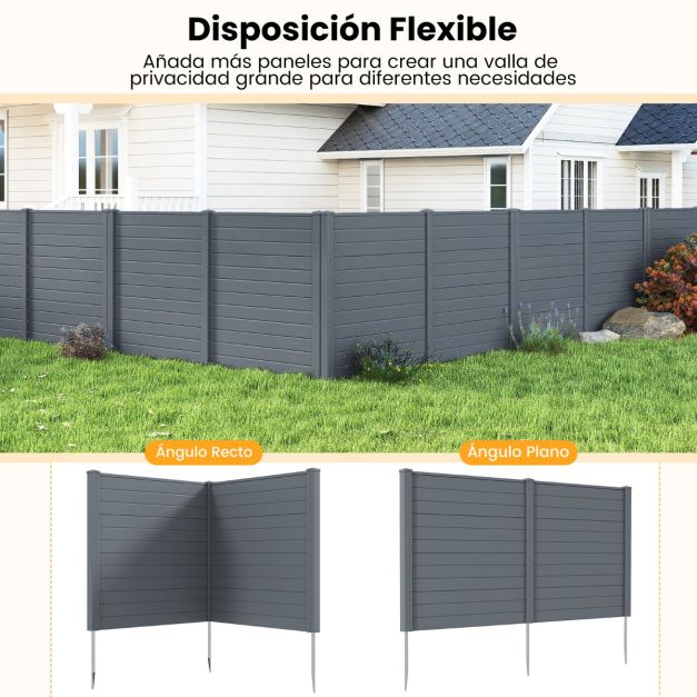 Coast Garden Screen Set of 2 Panels 123 × 123 cm - Grey - Privacy Screen with Ground Pins for Air Conditioner, Clicker and Garden