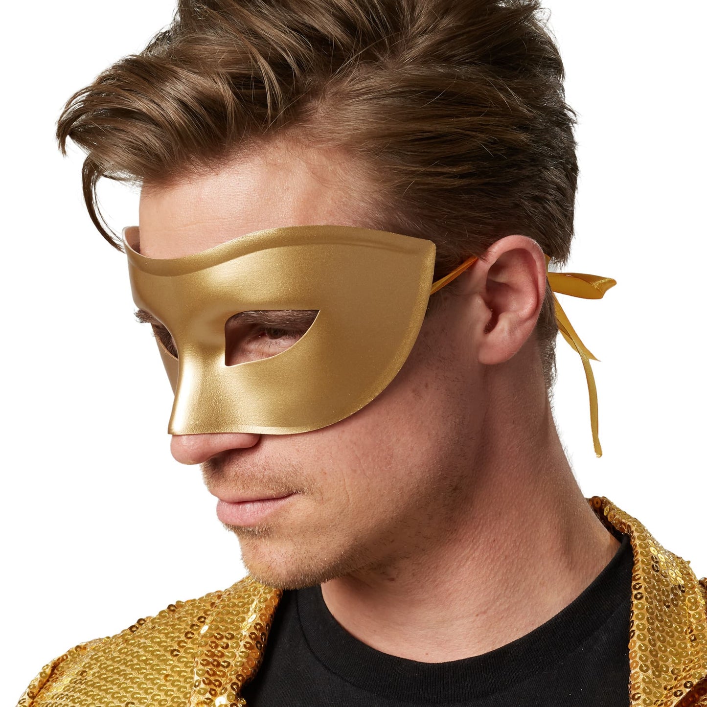 masque vénitien - or uni - 18 × 9 cm