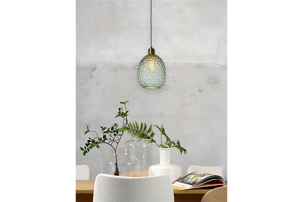 il s'agit de RoMi - Lampe suspendue Venise vert ovale - 18 × 18 × 27 cm