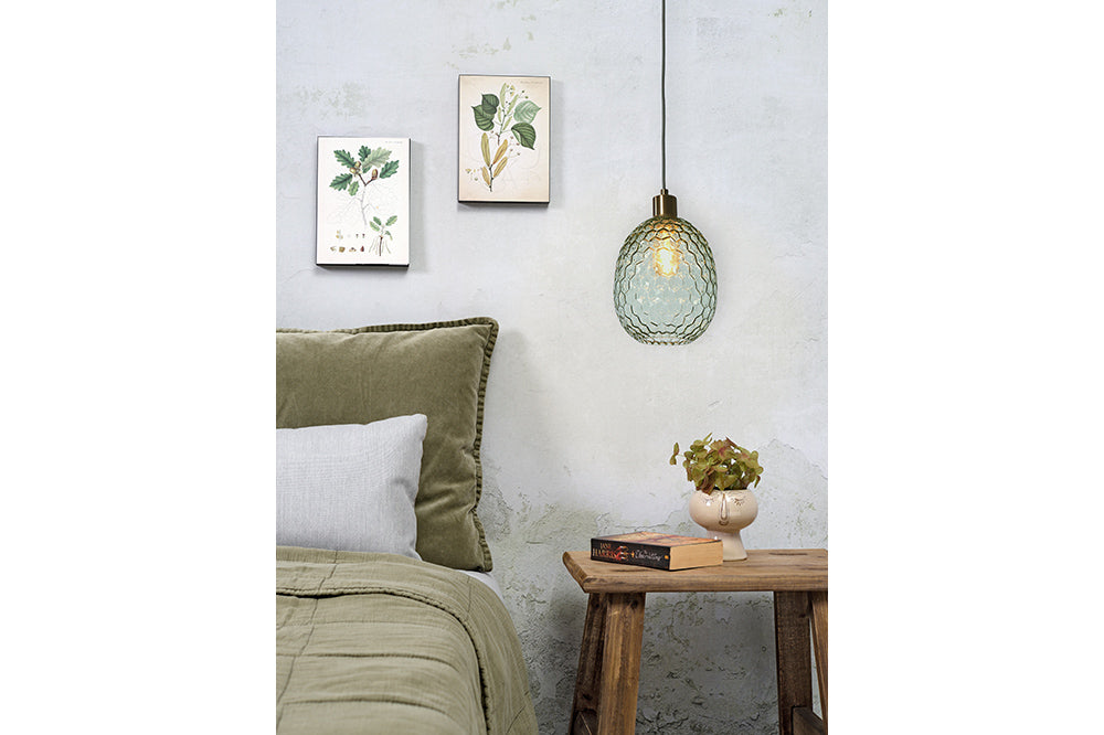 il s'agit de RoMi - Lampe suspendue Venise vert ovale - 18 × 18 × 27 cm