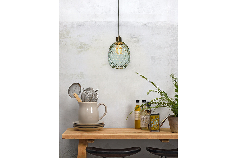 il s'agit de RoMi - Lampe suspendue Venise vert ovale - 18 × 18 × 27 cm