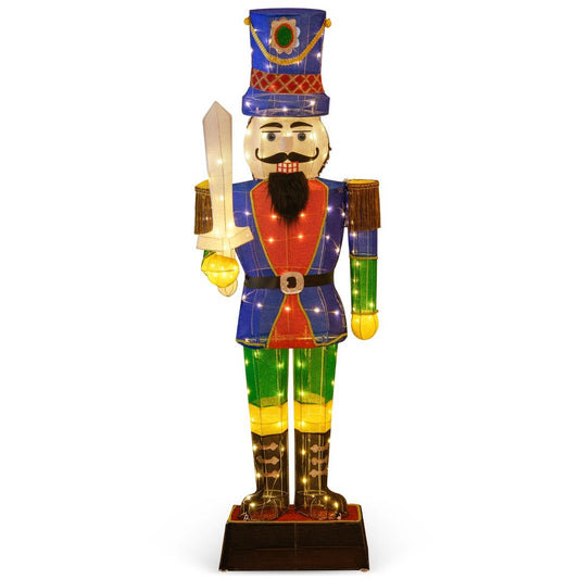 Coast 3D Nutcracker Soldier Christmas decoration 184 cm - avec chapeau et épée - 110 LED Lights - Waterproof - Red/White/Gold