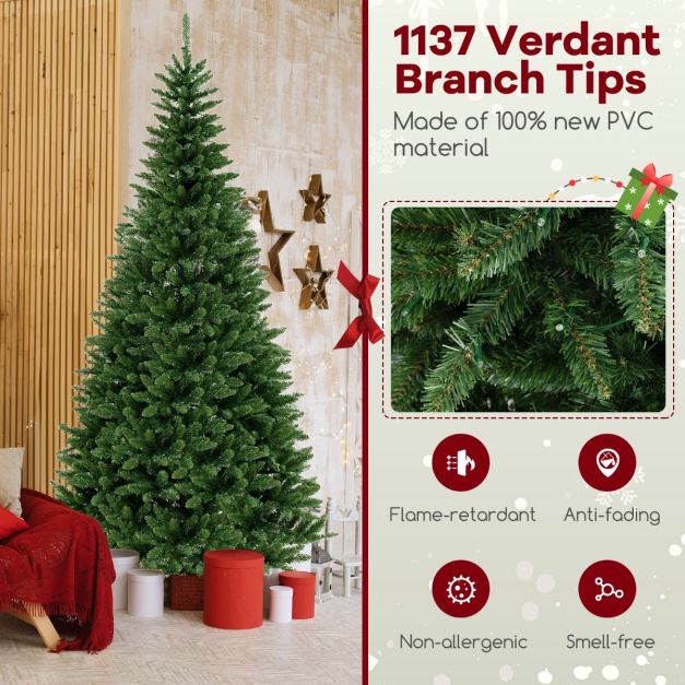 Sapin de Noël Coast - LED - Design d'angle 270° - 1137 branches - PVC & Métal - 240x112cm - Vert