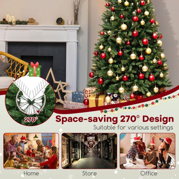 Sapin de Noël Coast - LED - Design d'angle 270° - 1137 branches - PVC & Métal - 240x112cm - Vert