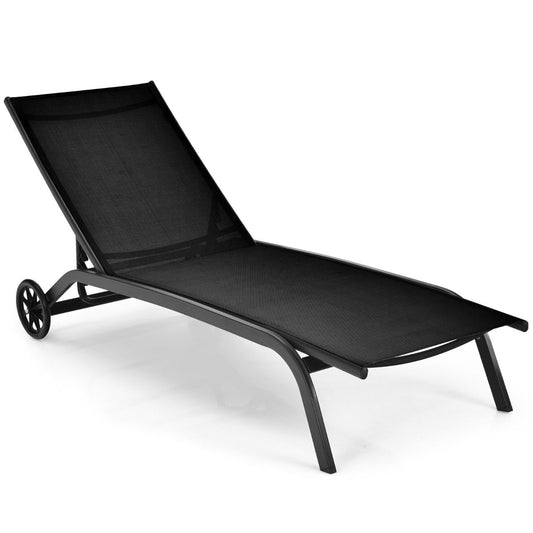 Chaise longue Coast réglable avec roues - Extérieur - Max. 150 kg - Noir