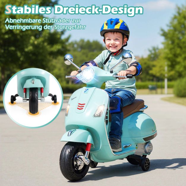 Coast Electric Motocyclette pour enfants verte - Scooter de type Vespa avec lumières LED et klaxon - 75 x 46 x 101 cm