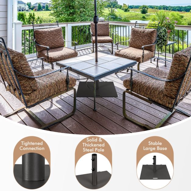 Pied de parasol Coast avec roulettes – Pied de parasol carré en métal 60 x 60 x 35 cm – Noir